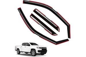LONGKEES in-Channel Window Visors Rain Guards FIT Trucks Chevrolet (Chevy) Colorado/GMC Canyon 2015-2022 Crew Cab (2015-2022) – 4-Piece in-Channel Dark-Smoke Polycarbonate Vent Deflectors