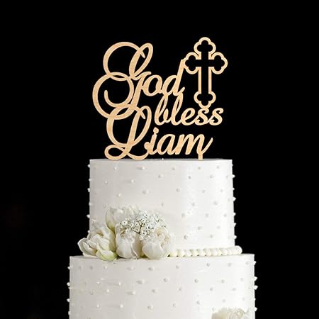 Topper Per Torta Di Battesimo Battesimo Con La Scritta In Lingua Inglese God Bless Lingua Italiana Non Garantita Amazon It Casa E Cucina