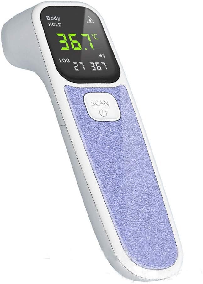 Woodtree Infrared thermometer intelligent voice function electronic non-handheld forehead temperature gun thermometer thermometer induction gun (Color : Blue)