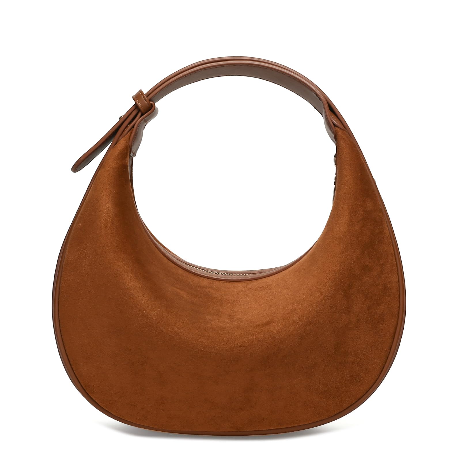 Photo 1 of Herald Suede Crossbody Bag for Women, Vintage Hobo Handbag Crescent Shoulder Purses with Adjustable Strap Winter Fall (Suede Brown)