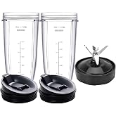 2 Packs Ninja Blender Cups &amp; 7 Fins Blender Blade Replacement Compatible with Ninja Blenders BN401 BN751 BN801 BL642 BL480-30 BL490-30 BL640 CT680 CT640C CT641 NN100 NN210 NN102 BL2012