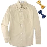 Aimehonpe Kids Boys Button Down Dress Shirt Long Sleeve Poplin Bow Tie Set