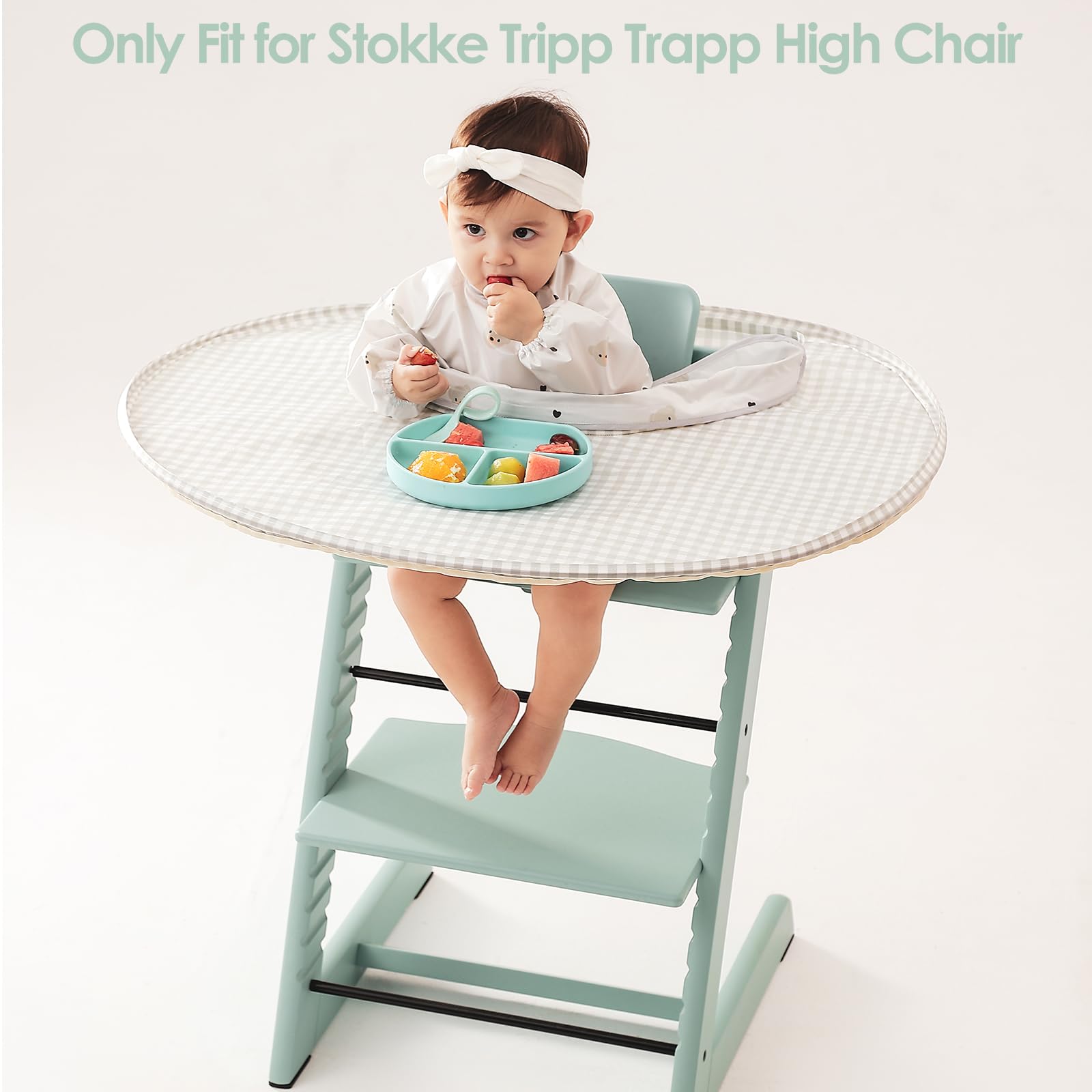 MITCHENIFY Food Catcher Fit for Stokke Tripp Trapp High Chair, Waterproof Long Sleeve Eating Bib, Baby Feeding Essentials, Accessories for Highchair