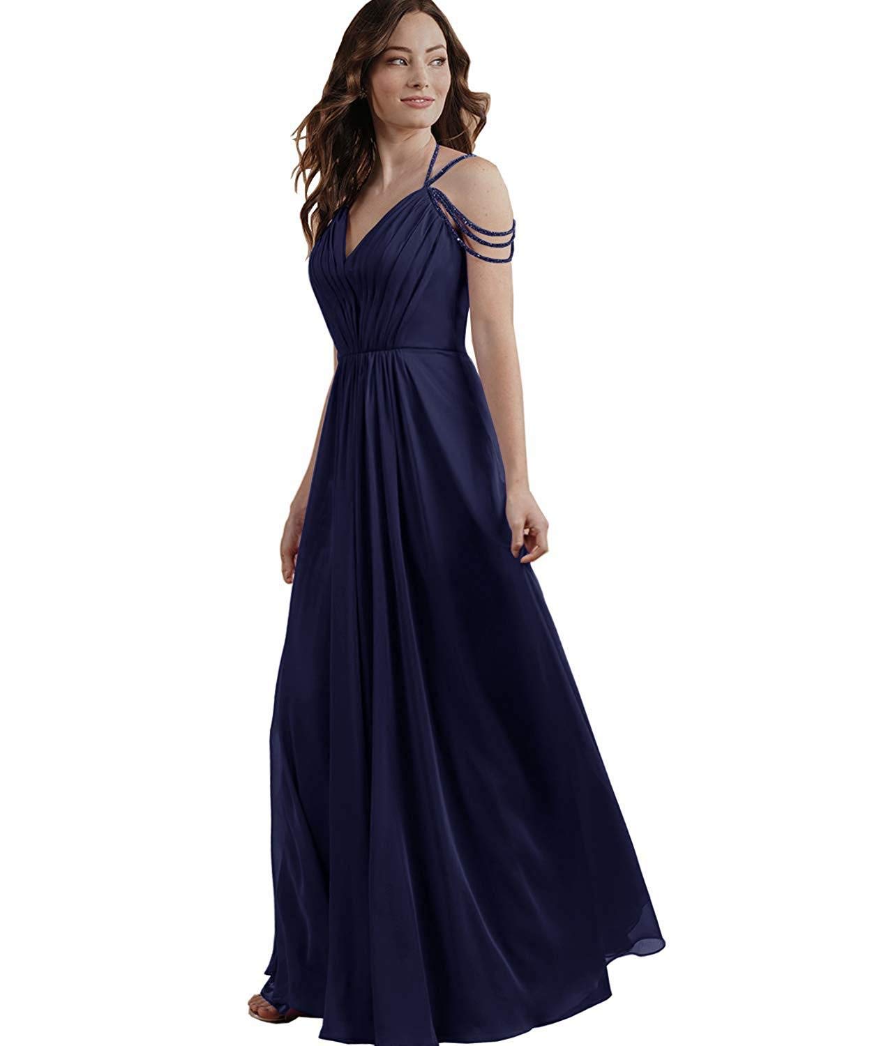 navy a line bridesmaid dress
