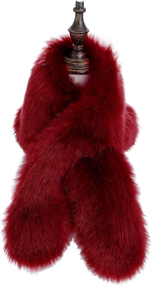 faux fur wrap burgundy