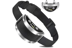 PetJoy Shock Collar, Waterproof & Rechargeable Bark Collar w/5 Adjustable Sensitivity and 7 Progressive Levels Using Beep & Shock(Silver)