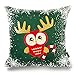 Phantoscope Decorative Christmas Throw Pillow Cover with Grid Background (Owl)