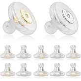 Silicone Earring Backs, 18K Gold Secure Locking Design for Studs, Hypoallergenic Replacement for Droopy Ears, No-Irritation Earring Backs for Men and Women(12 PCS)
