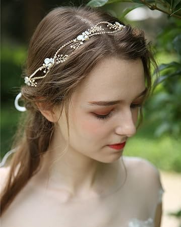Amazon Com Aw Bridal Crystal Bridal Headpiece Gold Wedding