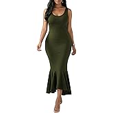 Nimsruc Summer Long Dress Bodycon Sleeveless Tank Tops Maxi Mermaid Dresses for Women 2026