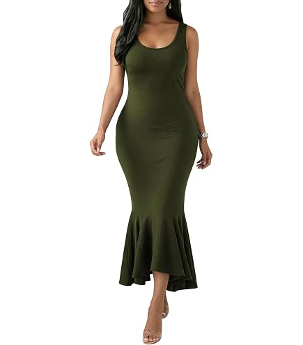 Nimsruc Women's Bodycon Maxi Dress – Puff Short Sleeve Round Neck Cocktail Long Dress For Weddings, Prom, Party & Vacation 2026