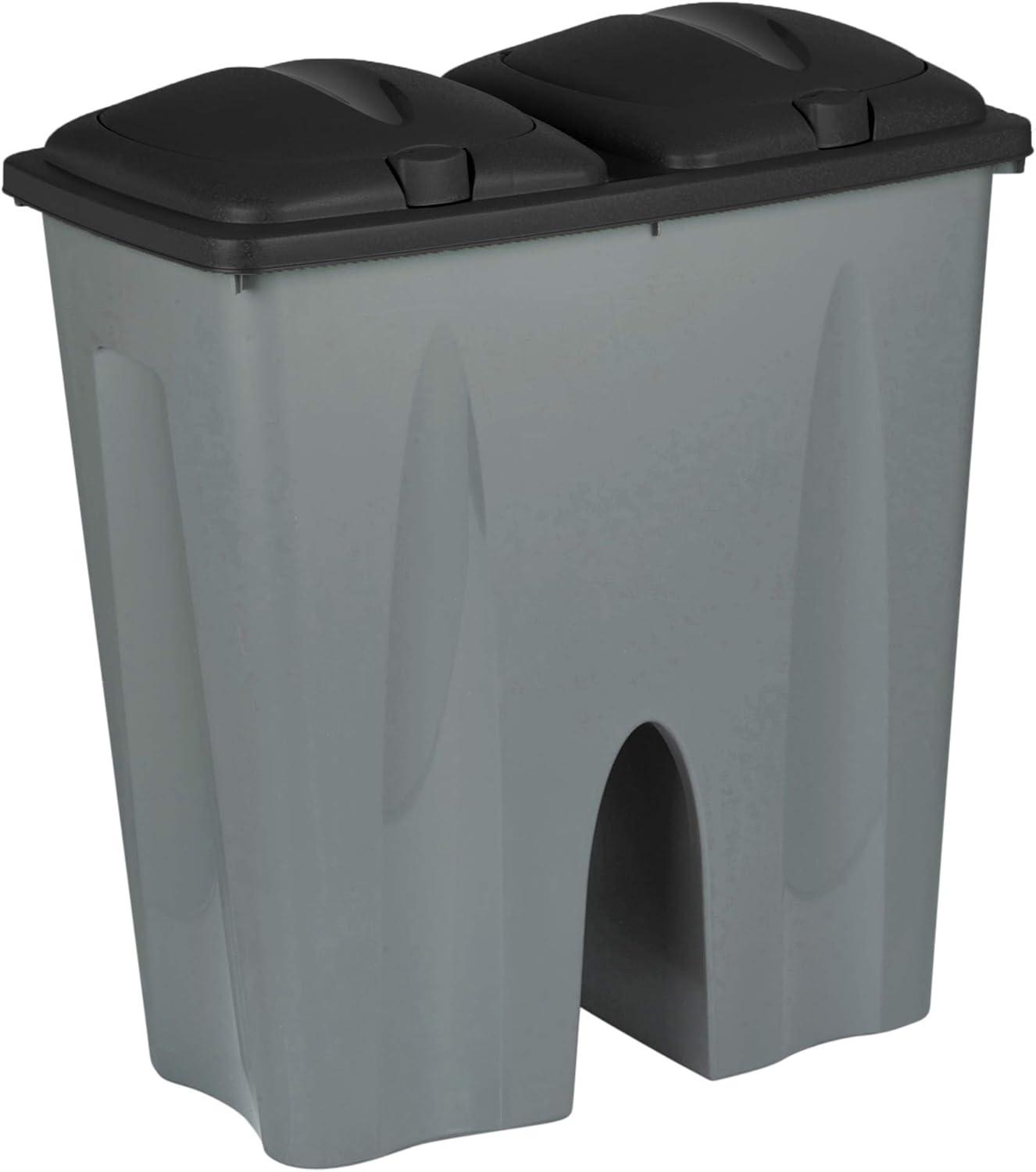 URBNLIVING Black Double Recycling Waste Duo Bin Plastic Rubbish