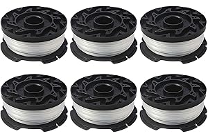 THTEN AF-100 String Trimmer Spool Compatible with Black and Decker GH600 GH900 LST201 LSTE525 BESTA510 30ft 0.065" Refills Line AFS Weed Eater Edger with RC-100-P Spool Cap Covers 6 Pack