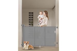 MIUMOON Upgraded 71" Retractable Baby Gates with Reinforced Strip Design to Prevent Crawling Through, 48" Extra Tall Retractable Gates, 6 FT Retractable Dog Gate for Stairs, Doorways, Hallways