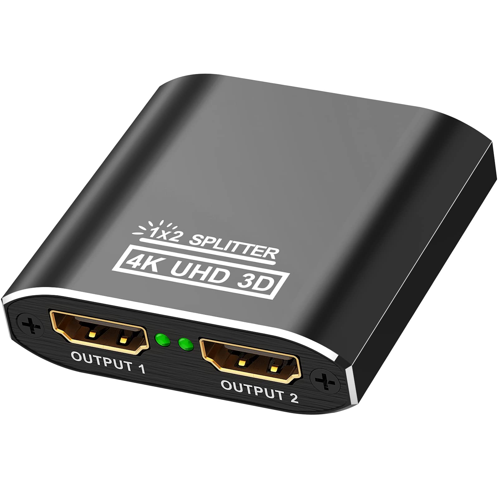 HDMI Splitter 1 in 2 Out - 4K 2 Way HDMI Splitter, Aluminum Powered HDMI Switch Ver 1.4 HDCP Bypass, Supports 4K@30Hz 1080P 3D for PS4 Xbox Sky Box Fire Stick, DVD Player HDTV Projector etc