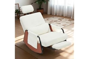 YODOLLA Rocking Chair, Nursery Glider Rocking Recliner Chair with Retractable Footrest & Adjustable Backrest, Nursing Rocker 