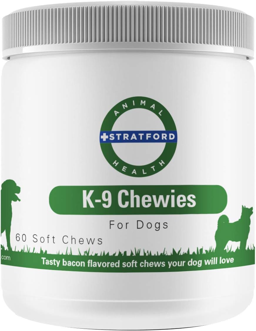 Stratford Pharmaceuticals Glucosamine for Dogs, Best Tasting K9 Chewies, The Advanced Hip and Joint Supplement for Dogs with Glucosamine Chondroitin for Dogs, MSM and Turmeric