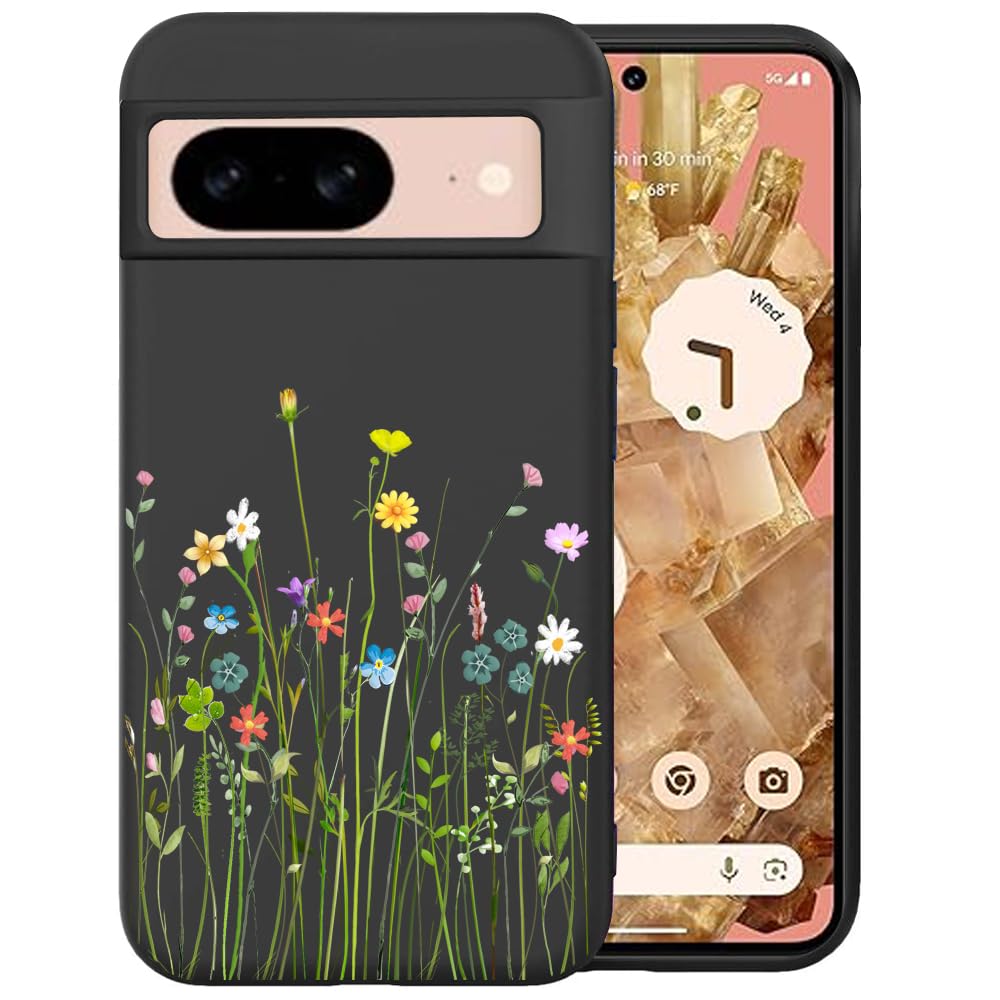 Photo 1 of Unov Case Compatible with Pixel 8 5G with Floral Bouquet Flower Girly Embossed Pattern Design Slim Protective Soft TPU Bumper Back Cover