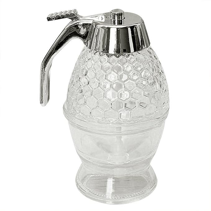 BESTONZON Honigspender 200ML Acryl Sirup Honig-Dosierer mit Untersatz