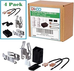 DIKOO 4 Pack 330031 Range Top Burner Kit for Whirlpool Kenmore Sears Roper Refrigerators Oven Replaces 814399 WB17X210 5303935058