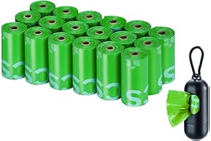 Typlastics Poop Bags for Dog Waste, 270 Count, with Dispenser, Unscented, 18 Pack of 15, Lime Green, 13 Inch x 9 Inch
