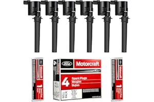 Motorcraft Set of 6 Spark Plugs SP493 AGSF32PM Platinum & MAS Ignition Coils Pack Compatible with Ford Escape Taurus Mzda Tribute Mercury Montego Sable Replacement for DG513 DG500 FD502