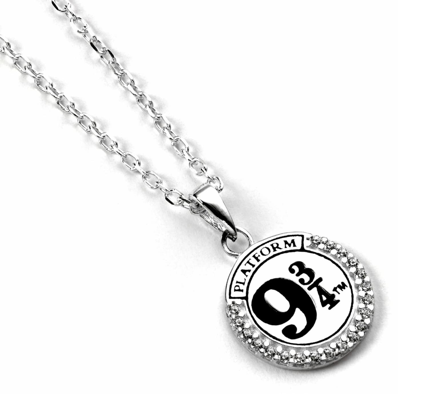 Harry Potter Official Sterling Silver Platform 9 3/4 Necklace Embellished with Crystals by The Carat Shop