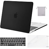 MOSISO Compatible with MacBook Pro 15 inch Case A1990 A1707, Black | Protective Crack-Resistant Plastic Peony Hard Shell Case