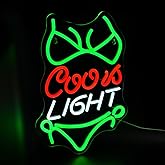 HSJNJKFU Crs Light Neon Signs for Wall Decor Beer Bar Signs for Man Cave Decor Green LED Neon Sign for Room Neon Light Sign for Wall Decor Birthday Party USB Powered