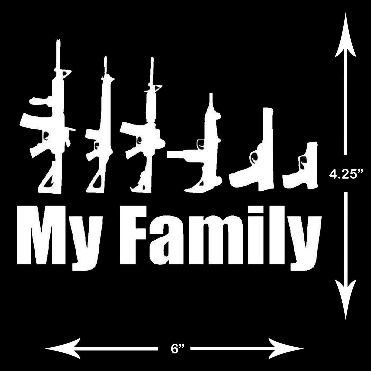 GUN FAMILY DECAL WINDOW BUMPER STICKER 7" X 5.5" MANY COLORS