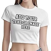 Custom Crop Tops for Women Customize Crew Neck Short Sleeve Crop Top Personalized Add Text Photo Workout Tops