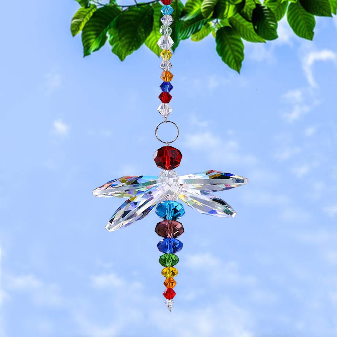 YUFENG Animal Dragonfly Pendant Chandelier Crystal Ball Prisms Rainbow Beads Chakra Suncatcher Home Windows Decor, New Crystals