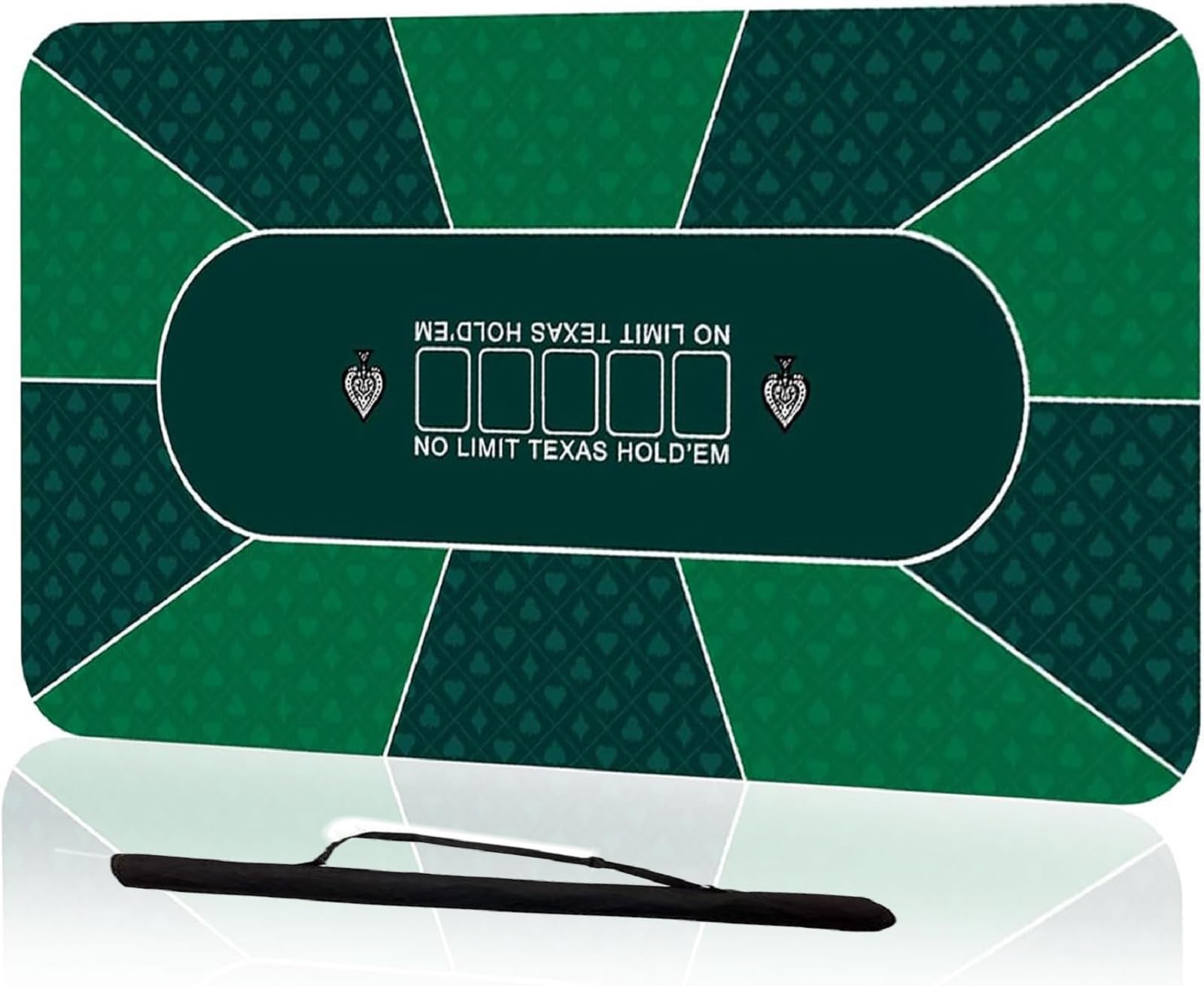 Comforight Poker Mat 10 Players, 180×90cm Texas Hold'em Poker Rubber Mat Poker Topper for Tables, Folding Portable Poker Table Top Layout w/Carrying Bag for Poker Games, Blackjack(Green)