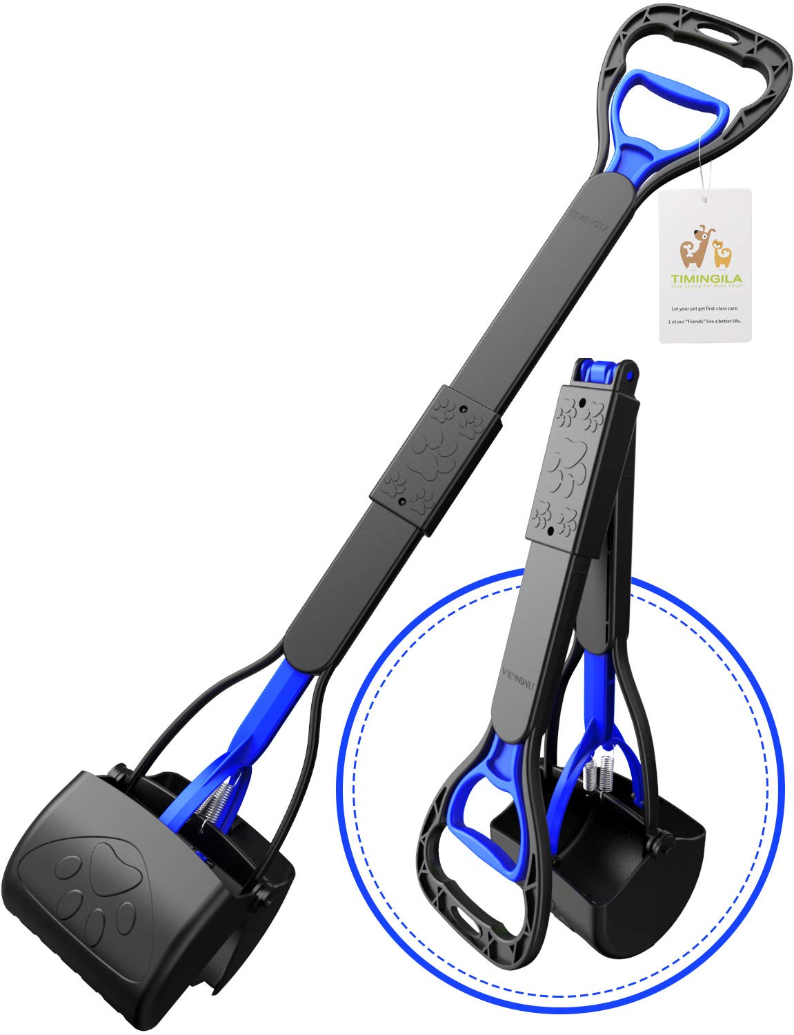 TIMINGILA 33" Long Handle Portable Pet Pooper Scooper for Large and Small Dogs,High Strength Material and Durable Spring,Great for Lawns, Grass, Dirt, Gravel