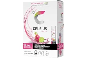 CELSIUS Dragonfruit Lime On-the-Go Powder Stick Packs, 14 Count (Pack of 1)