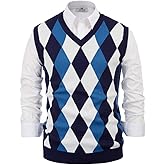 Paul Jones Men's Argyle Sweater Vest Knitted Casual V-Neck Pullover Vest