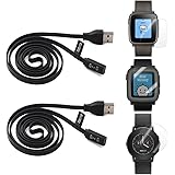 2-PACK Pebble Time Charging Cable With Screen Protector(5ft), TUSITA Replacement USB Charge Charger Wire Cord For Pebble Time / Time Steel / Time Round Smart Watch / Pebble 2 (2016)
