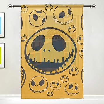 Amazon Com Xianghefu Sheer Curtain Tulle Funny Jack Skellington