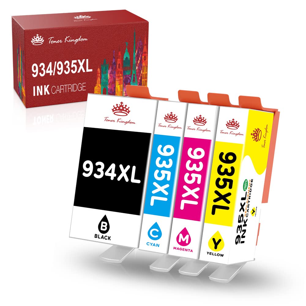 Toner Kingdom 934XL 935XL Ink Cartridges Replacement Compatible for HP 934XL 935XL for HP Officejet Pro 6830 6820 6230 6812 6815 6835 6810 (Black Cyan Magenta Yellow, 4 Pack)