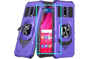 Aulzaju for BLU View 4 Case with Screen Protector,Blu View 4 Phone Case Magnetic Car Ring Stand Soft Silicone Bumper Heavy Duty Military Grade Cover for BLU View 4/BLu View 2 2023 B135DL Purple