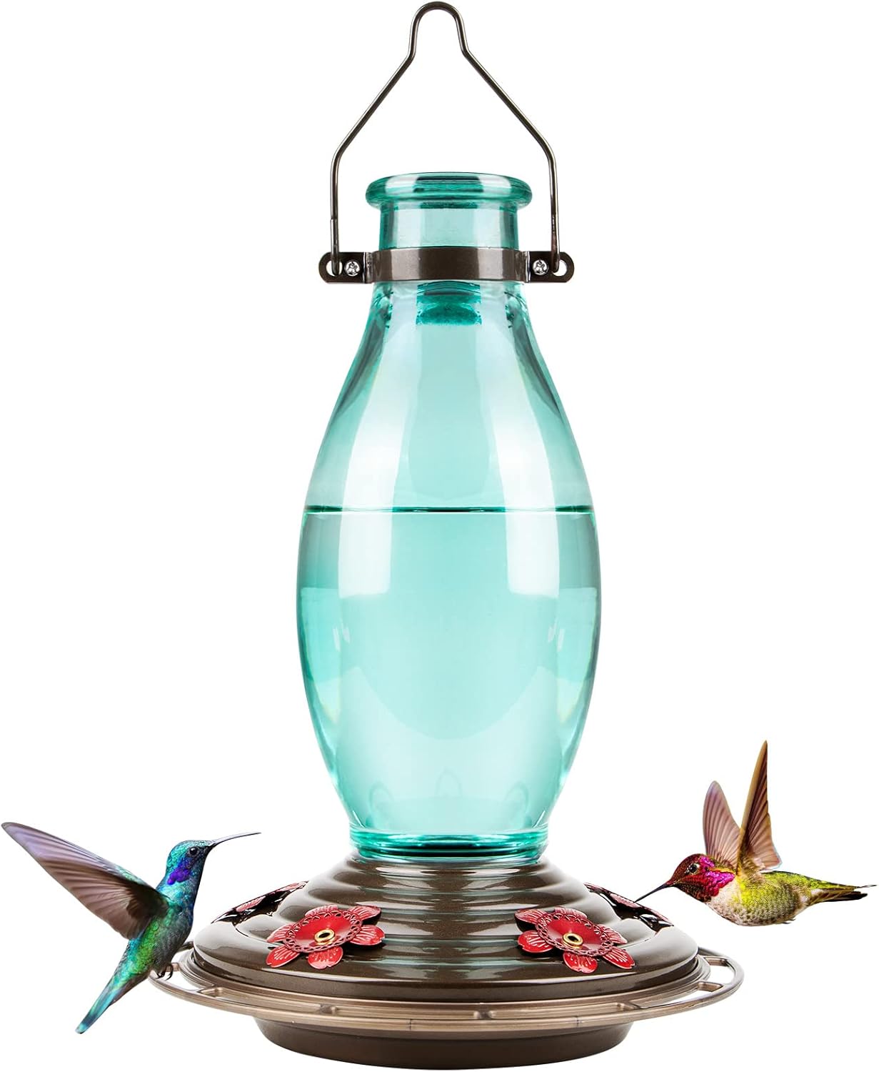 Backyard Birding & Wildlife - BOLITE 18001 Hummingbird Feeder, Glass Wild Hummingbird Feeders for Outdoors, Retro Edison Bulb Bottle, 25 Ounces, Green