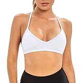 INIBUD Sports Bras for Women Backless Halter Strappy Seamless Bra Padded Removable Bralettes Gym Workout Minimal Yoga Tops