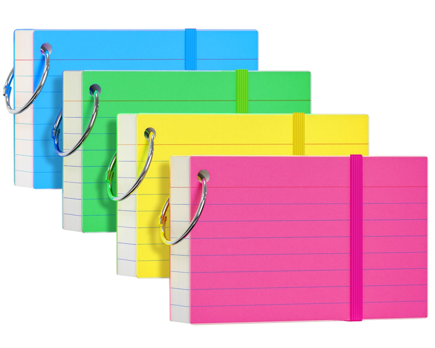 Photo 1 of YIZUUN Index Cards 3x5, Flash Cards with Ring, 200 PCS, Ruled Note Cards, Flash Cards for Studying, 4 Packs of 50 sheets, 3x5 Note Cards for Office, Home, School