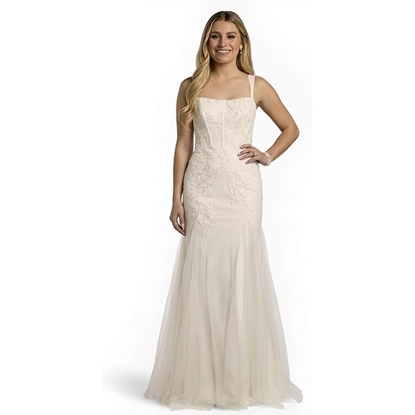 David's Bridal Strapless Beaded Lace Mermaid Wedding Dress, Women's Size 0,  Soft White at Amazon Women's Clothing store