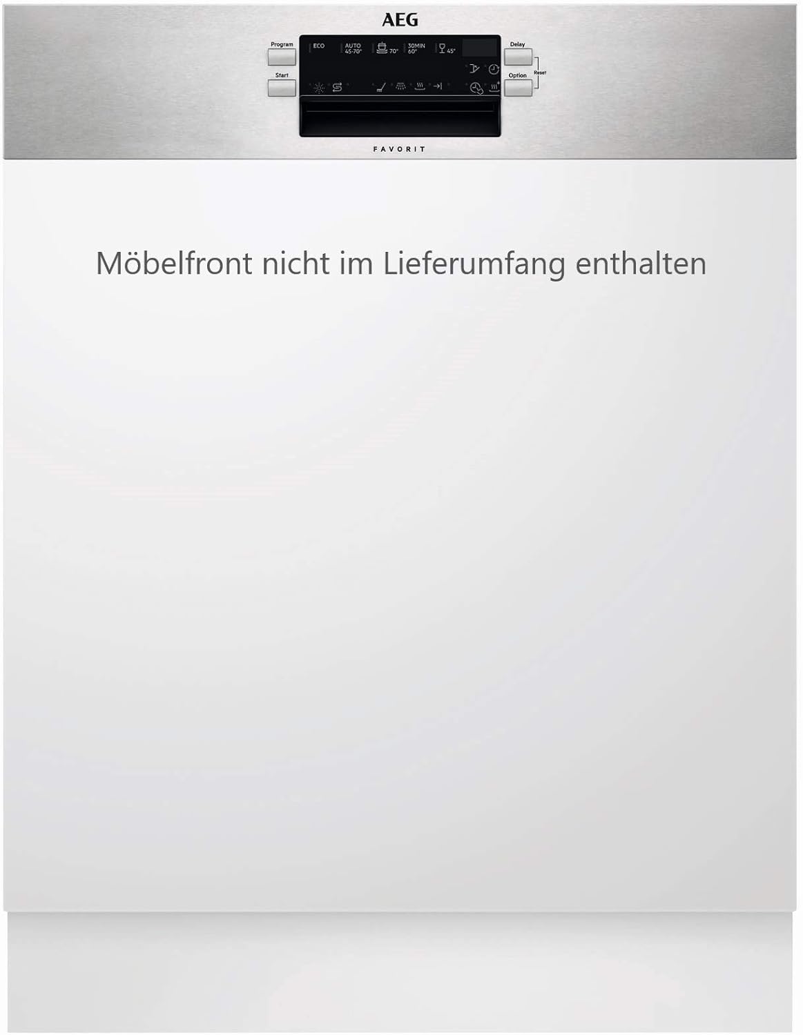 AEG FEE53600ZM Geschirrspüler (teilintegriert) mit Softspikes / Einbaugeschirrspüler mit Zeitspar- und AirDry-Funktion / A+++ / sparsame Spülmaschine mit Beladungserkennung