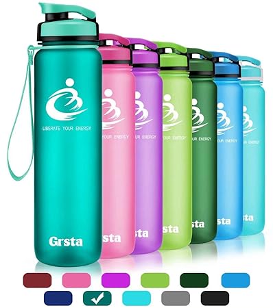 Grsta Sport Trinkflasche 600ml/800ml/1000ml/1200ml - Wasserflasche Auslaufsicher,Eco Friendly BPA Frei Tritan Flaschen mit Fr