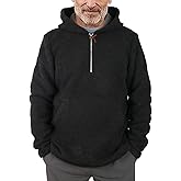 chouyatou Men's Tribal Aztec Printed 1/4 Zip Fuzzy Sherpa Pullover Sweatshirt Hoodie