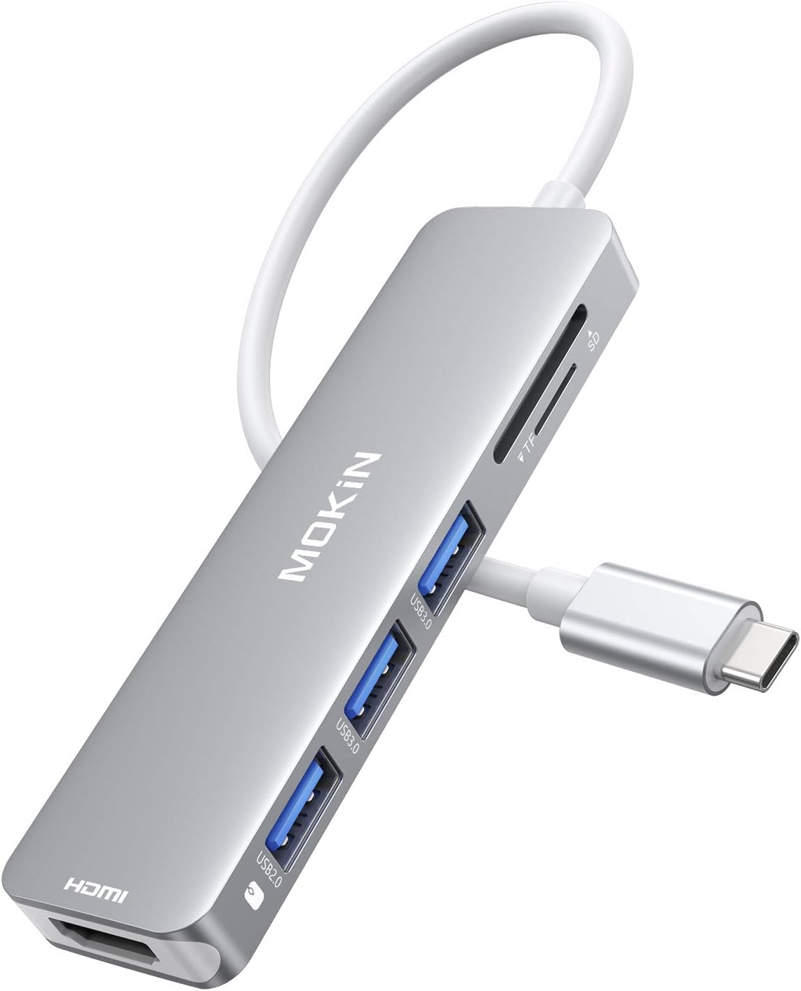 USB C MacBook Pro Adapter Mac HDMI Dongle USB C Hub 4K @60Hz, MacBook Air Dongle USB-C to HDMI, Sd/TF and 3 USB [Upgraded Version] (Silver)