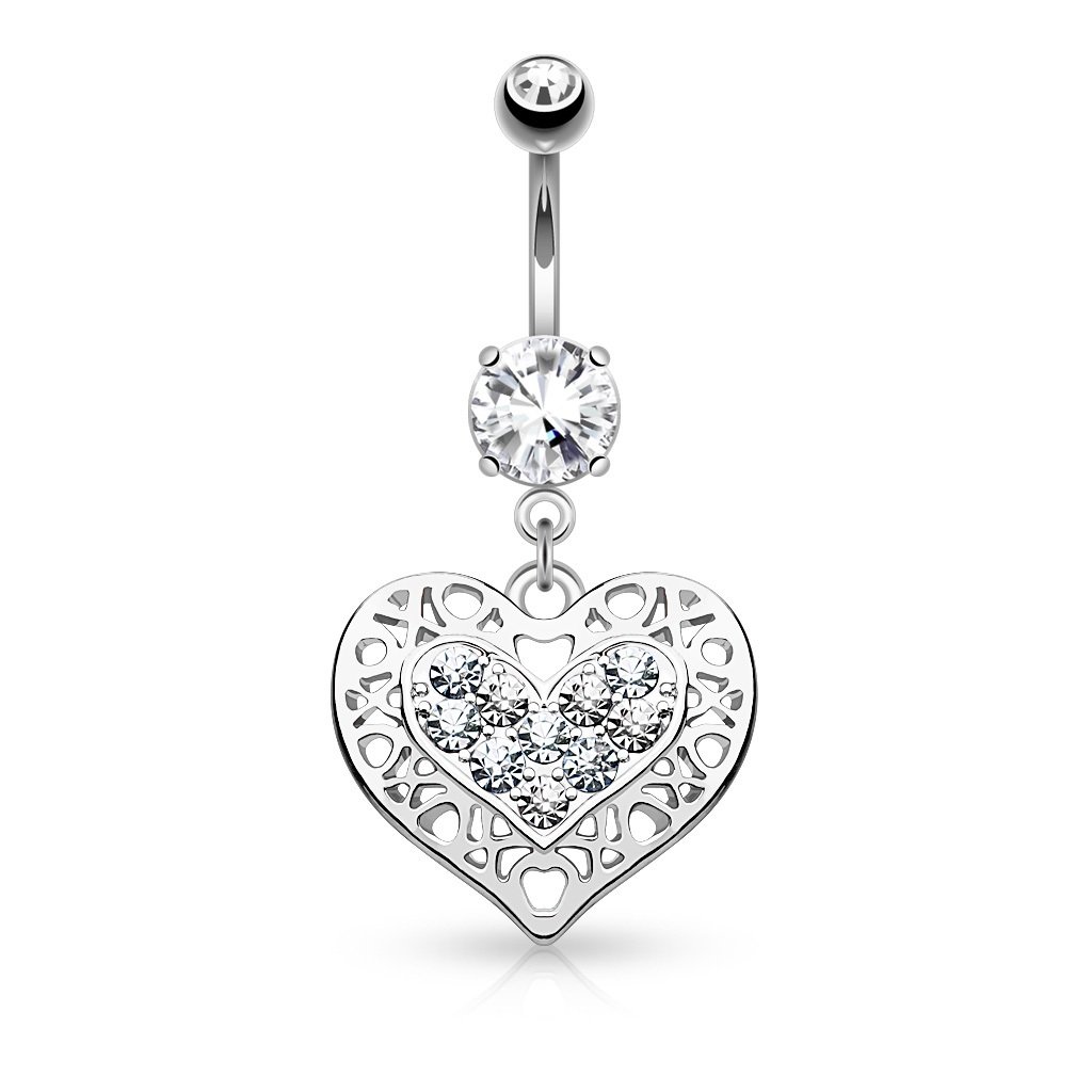 PiercedOff Belly Bar with a Heart Dangle