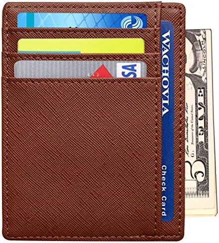 RFID Wallet Mens Slim Leather RFID Blocking Front Pocket Wallet Thin Card Holder